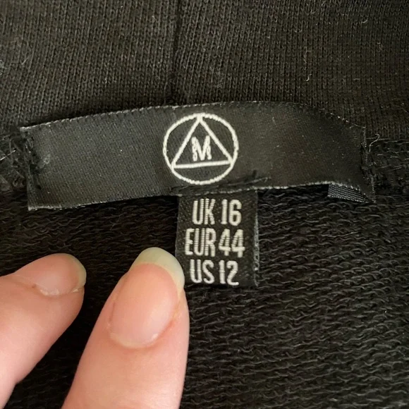 Missguided Black heavyweight long oversized Hoodie Grommet studded  large 12 - Picture 6 of 6